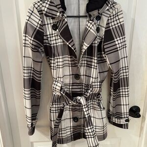 Ashley By 26 International Black and White Trench Coat with Belt